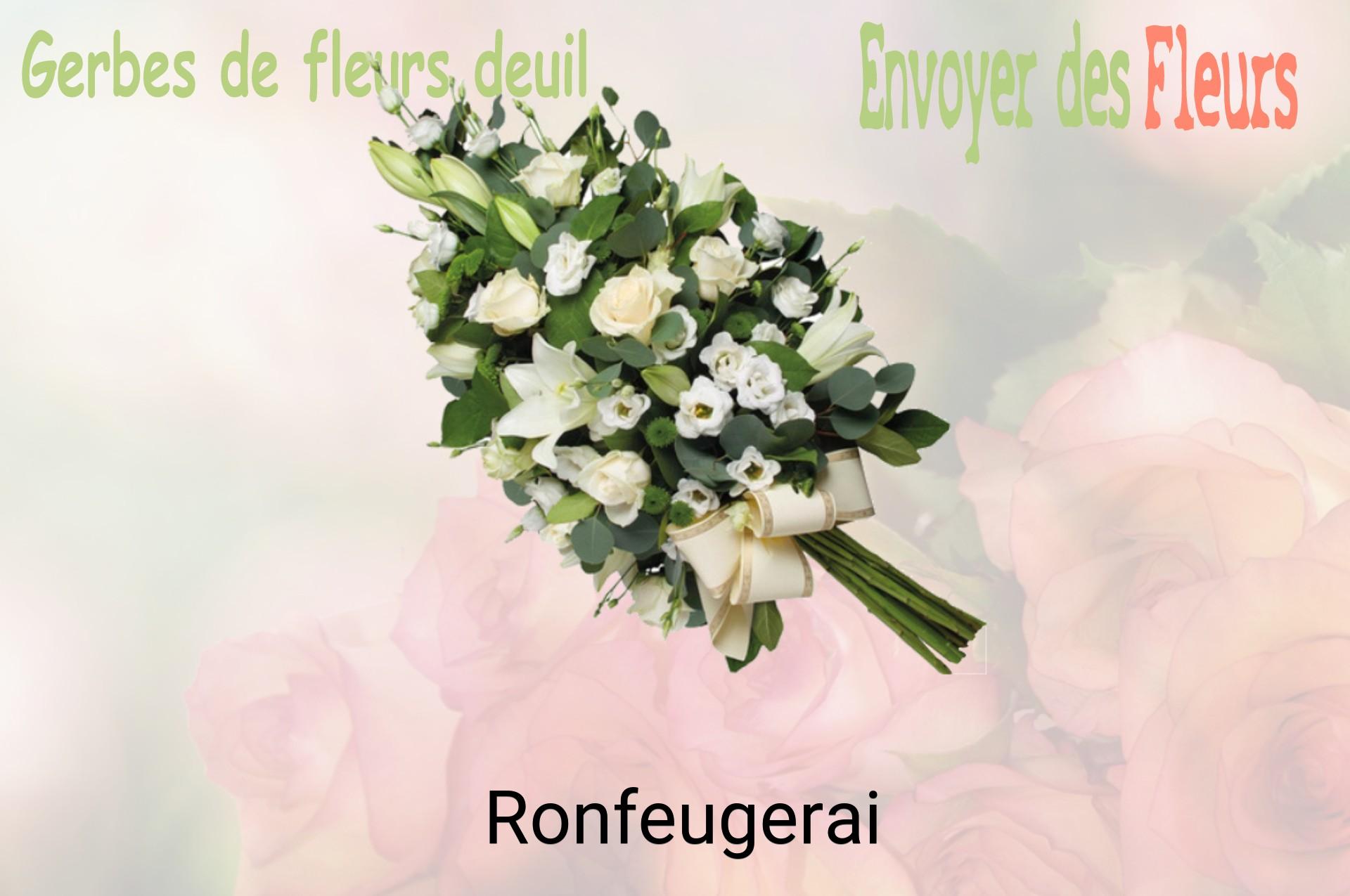 Gerbe de fleurs de deuil livrée à Ronfeugerai